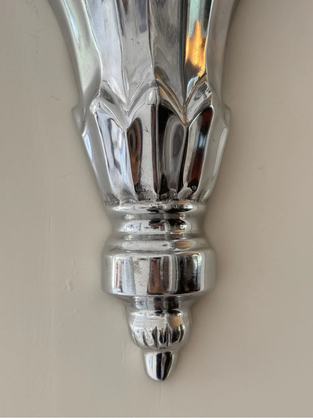 Rare Vintage MCM Art Deco Silver Metal Wall Vases from India